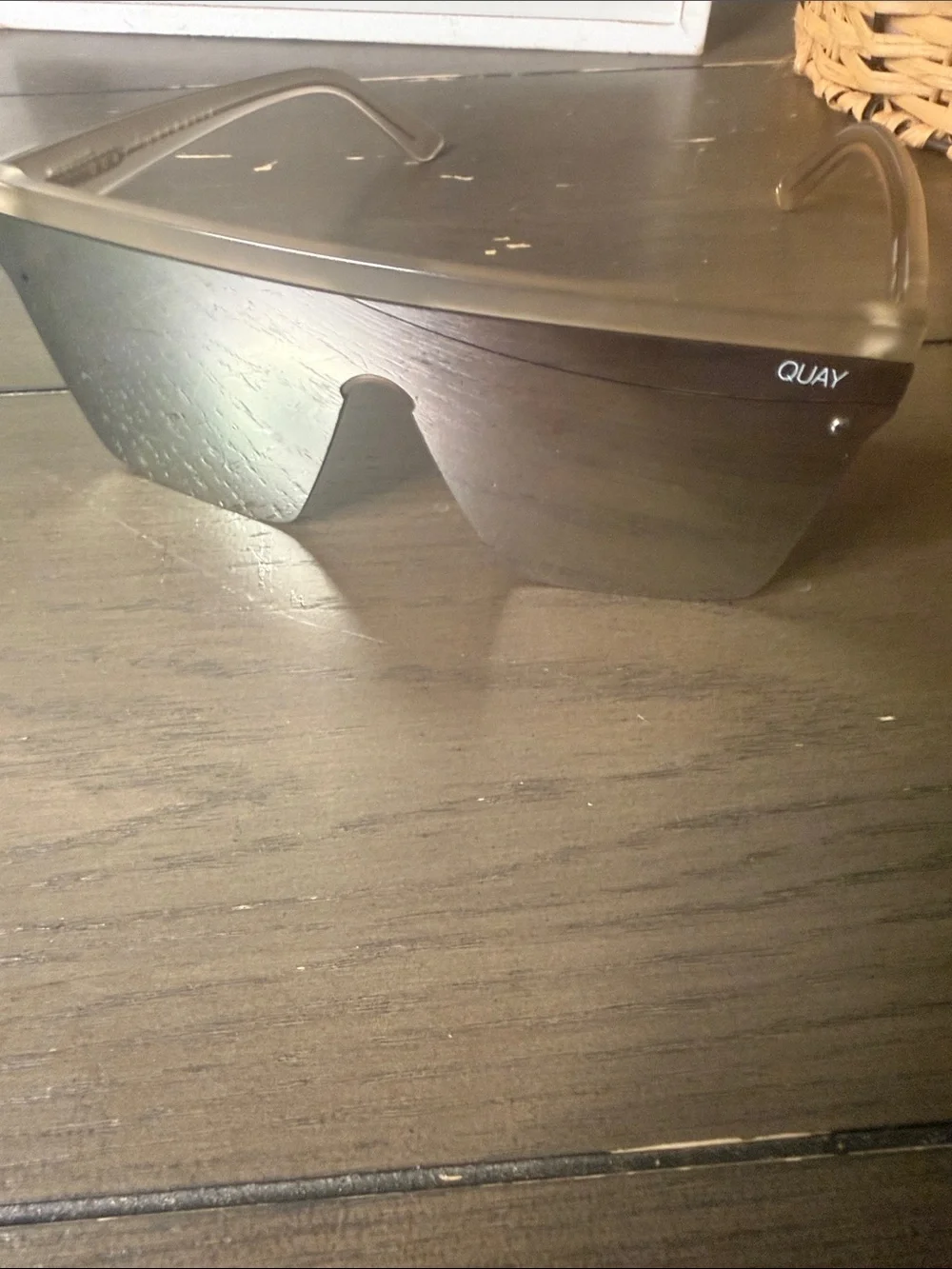 Quay Australia Black Shield Sunglasses with Tinted Lenses